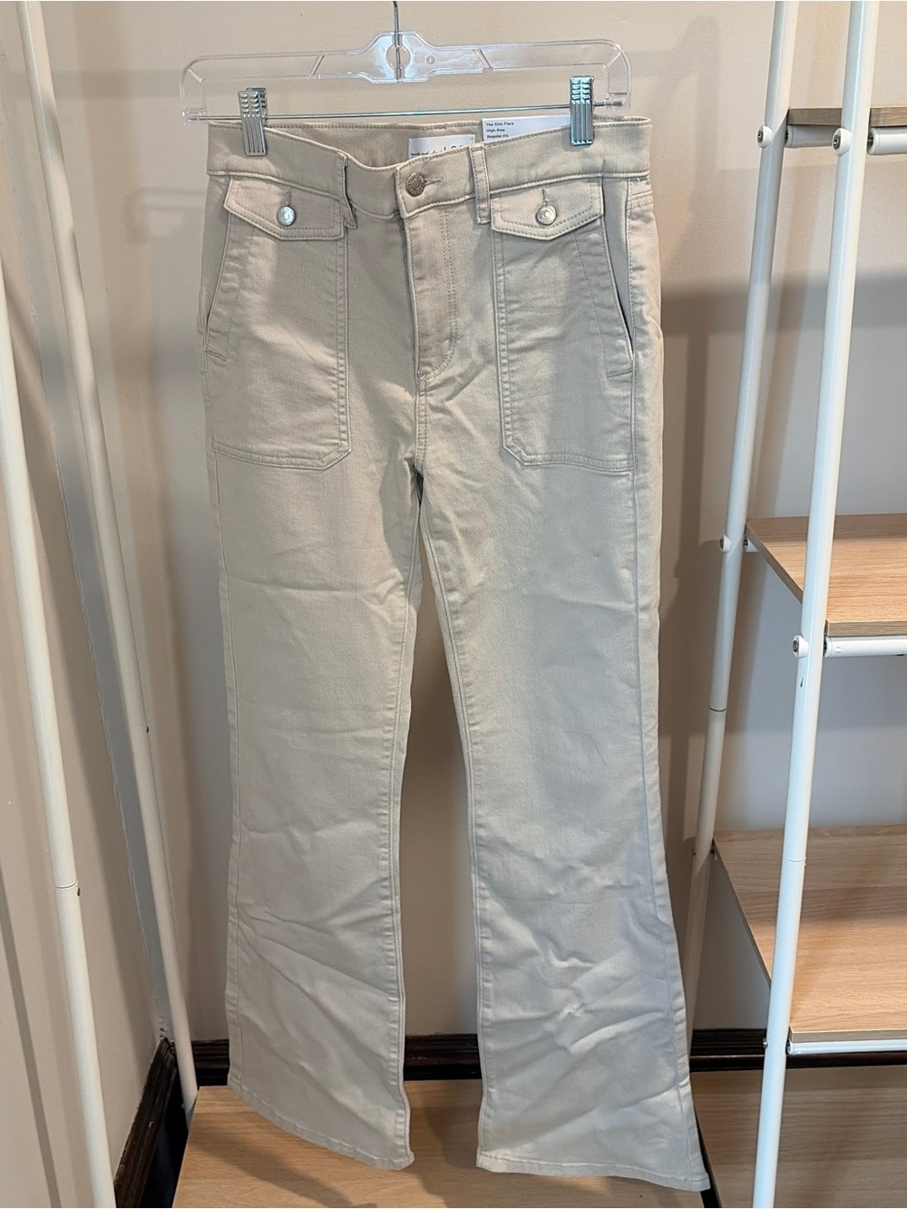 LOFT Slim Flare High-Rise Jeans in Beige